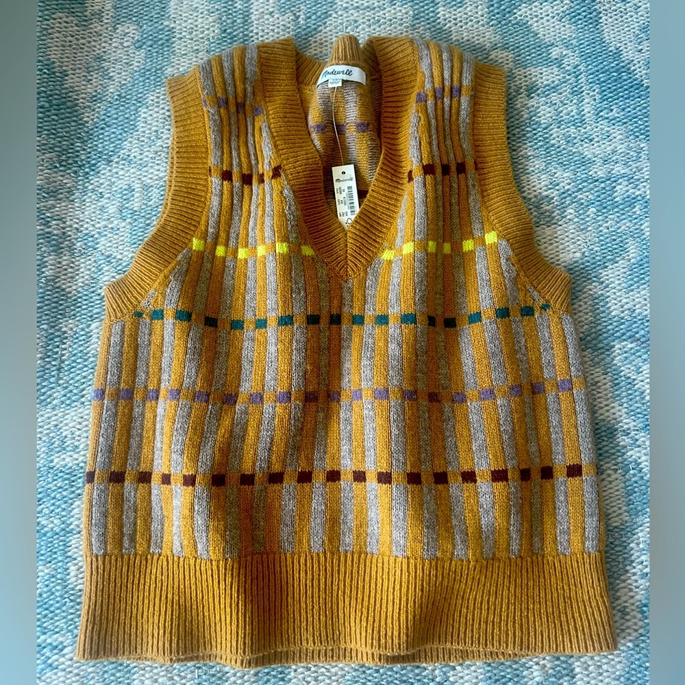 Women’s Mustard Plaid Sweater Vest